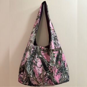 Handmade Camouflage RealTree Camo Pink Brown Purple Medium Size Tote Bag